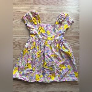 Pokémon Girls Size 10-12 M-L Pikachu Sundress Boat Neck Floral Smocked Colorful
